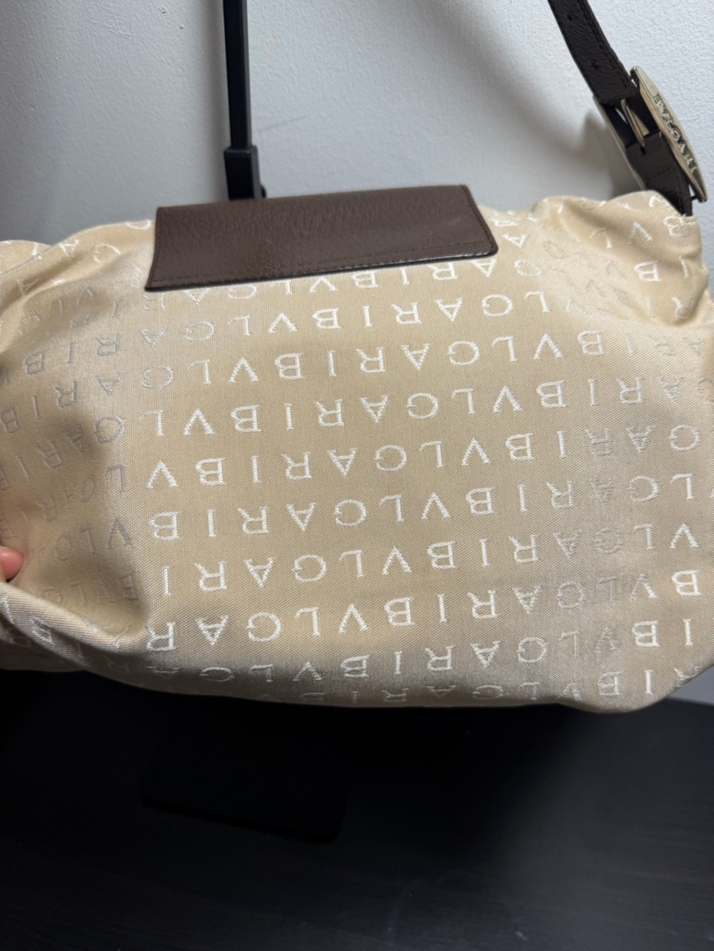 Bulgari Beige and Brown Logo Shoulder Bag with sealed COA - Picture 7 of 10
